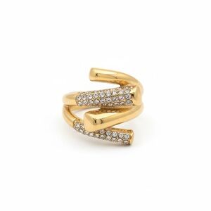 Gold Spiral Wrap Ring with Crystal Pave - Statement Ring - Made in Turkey - Sz 9